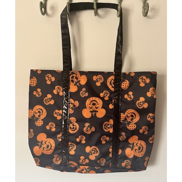 Disney Parks 2021 Mickey Minnie Mouse Pumpkin Jack O' Lantern Halloween Tote Bag - Picture 1 of 12